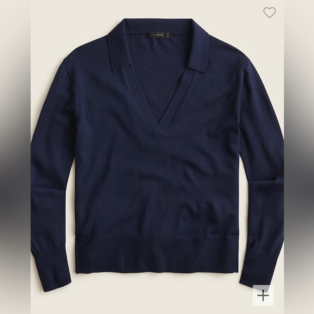 NWT J Crew Navy Merino Wool Collared Sweater